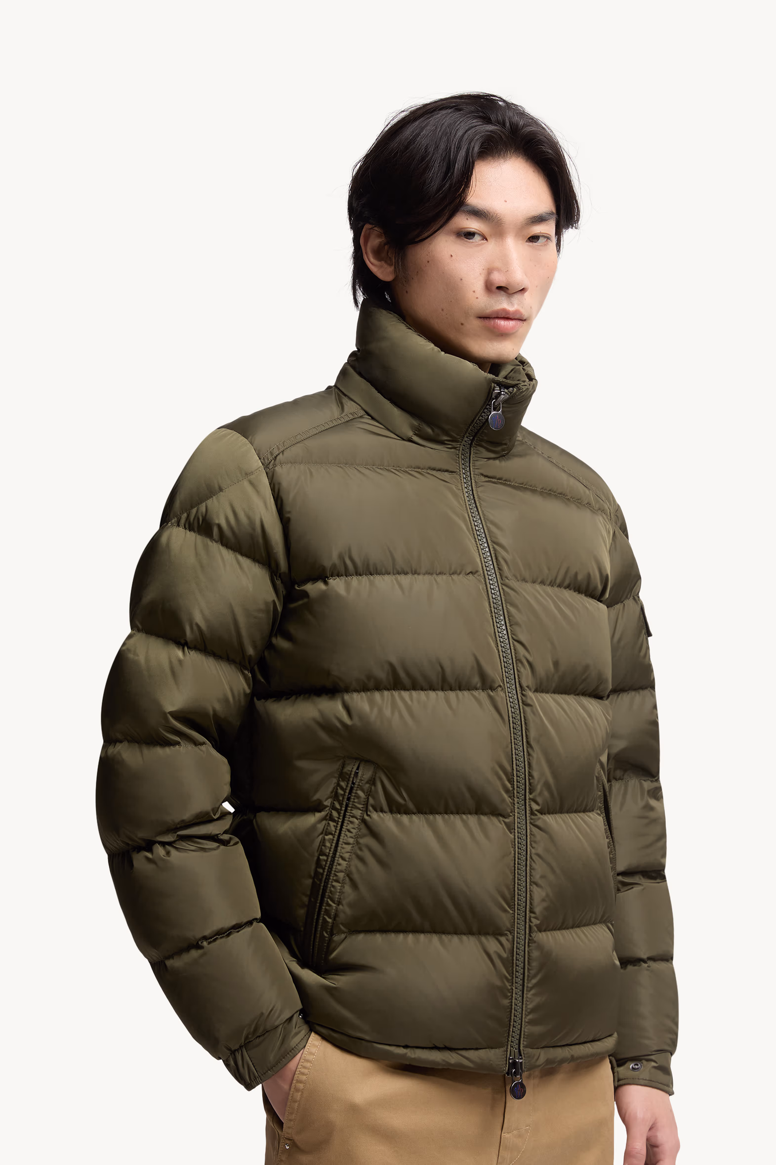 Moncler Maya Hooded Short Down Jacket Men Olive Green Moncler 6